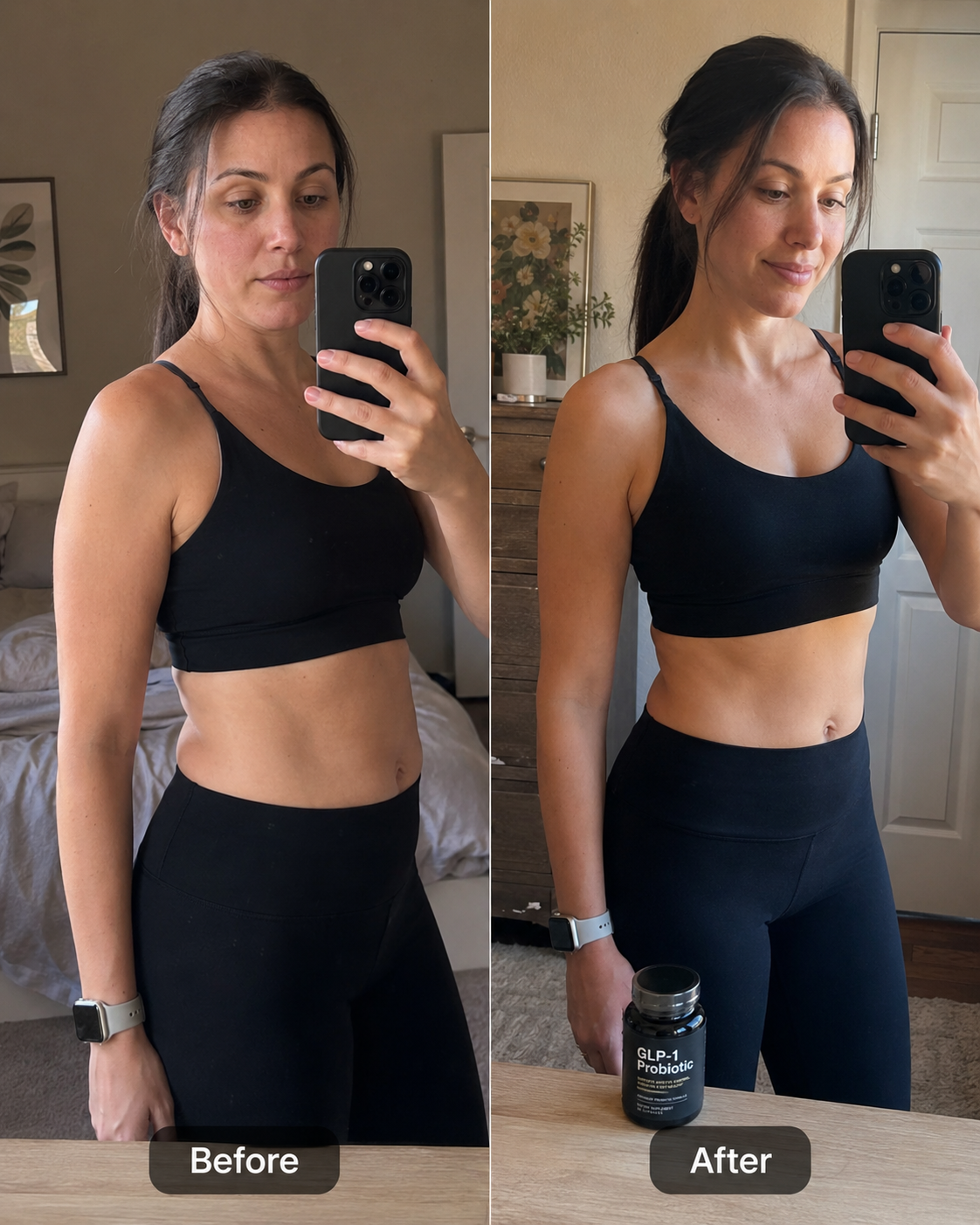 Before and after — Rachel, 6 weeks